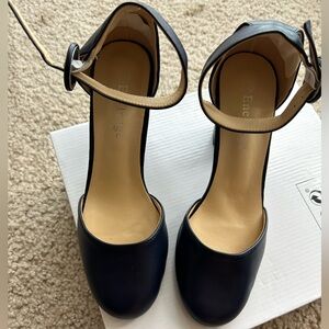 Women's Navy Blue Ankle Strap Heels
